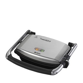 Ariete 1911 Toast &amp Grill Slim - Piastra elettrica antiaderente per toast e sandwich - piastra rigata - 1000 Watt - Argento