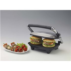Ariete 1911 Toast &amp Grill Slim - Piastra elettrica antiaderente per toast e sandwich - piastra rigata - 1000 Watt - Argento
