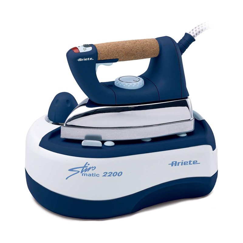 Ariete 6257 Stiromatic 2200 - Ferro da stiro con Caldaia in Acciaio Inox - Piastra in alluminio - manico in sughero - Vapore con