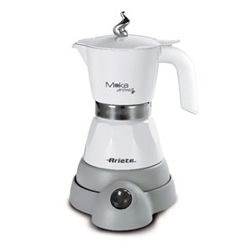 Ariete 1358 Moka Aroma - Moka elettrica 2/4 tazze - Autospegnimento - Mantenimento temperatura per 30' - 400 Watt - Bianco