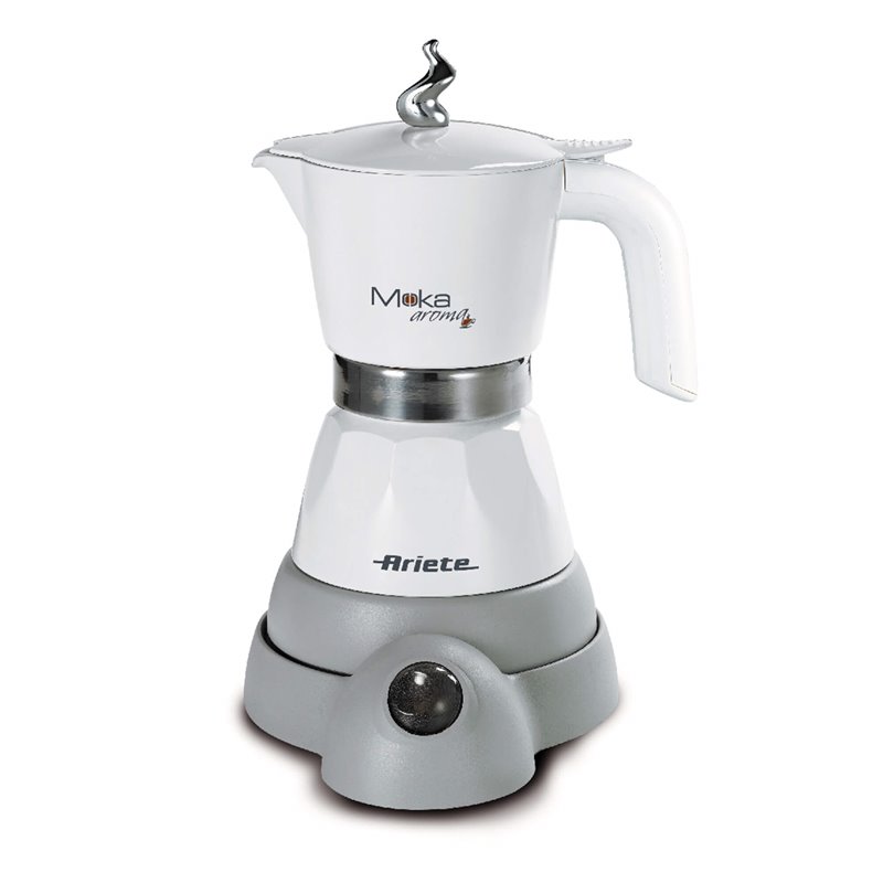 Ariete 1358 Moka Aroma - Moka elettrica 2/4 tazze - Autospegnimento - Mantenimento temperatura per 30' - 400 Watt - Bianco