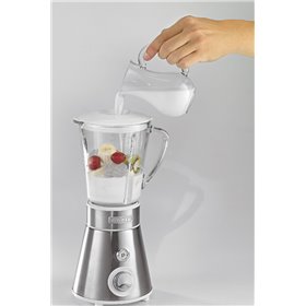 Ariete 561 Blendy Metal - Frullatore con lame in Acciaio Inox - Tazza in vetro 800 ml - 2 velocità + Pulse - 300 Watt - Argento
