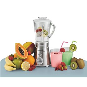 Ariete 561 Blendy Metal - Frullatore con lame in Acciaio Inox - Tazza in vetro 800 ml - 2 velocità + Pulse - 300 Watt - Argento