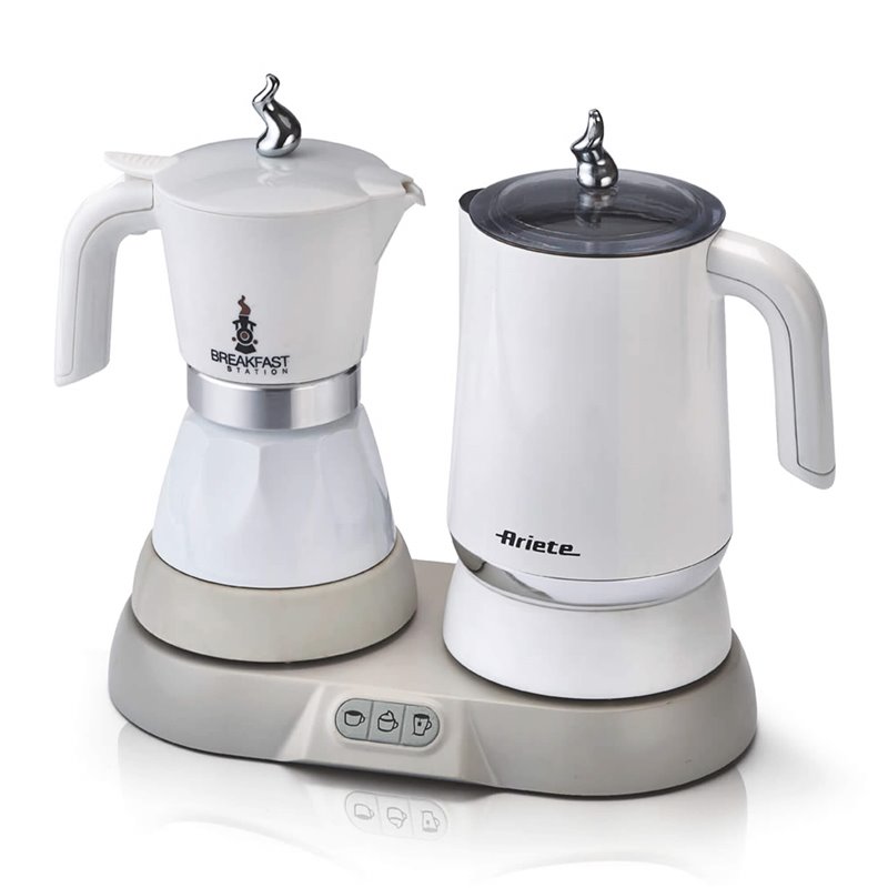 Ariete 1344 Breakfast Station - Moka elettrica - Bollitore - Montalatte a caldo e freddo - 5 funzioni - mantenimento caffè caldo