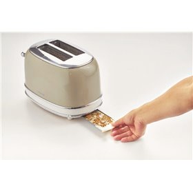 Ariete 155 Tostapane Vintage 2 fette di pane - con pinze - 6 livelli di tostatura - 810 Watt- Acciaio Inox - Linea Vintage - Bei