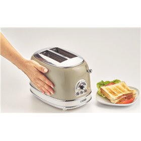 Ariete 155 Tostapane Vintage 2 fette di pane - con pinze - 6 livelli di tostatura - 810 Watt- Acciaio Inox - Linea Vintage - Bei