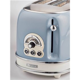 Ariete 155 Tostapane Vintage 2 fette di pane - con pinze - 6 livelli di tostatura - 810 Watt- Acciaio Inox - Linea Vintage - Cel