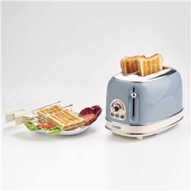 Ariete 155 Tostapane Vintage 2 fette di pane - con pinze - 6 livelli di tostatura - 810 Watt- Acciaio Inox - Linea Vintage - Cel