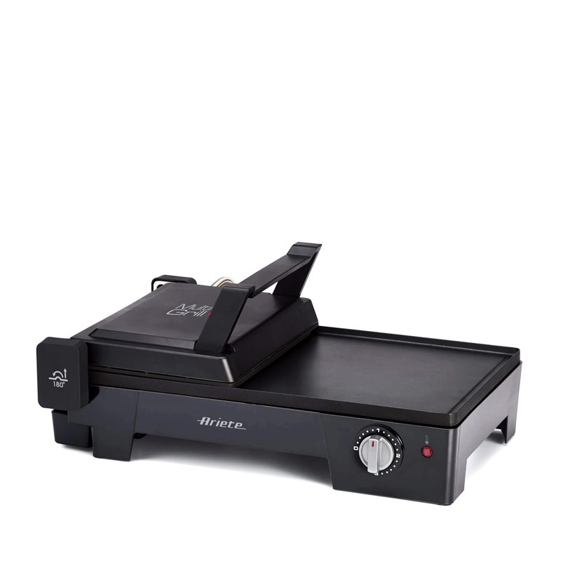 Ariete 1916 Multi Grill 3 in 1 - Griglia Elettrica, Barbecue, Piastra liscia e rigata - apertura a 180° - Termostato regolabile 