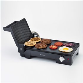 Ariete 1916 Multi Grill 3 in 1 - Griglia Elettrica, Barbecue, Piastra liscia e rigata - apertura a 180° - Termostato regolabile 