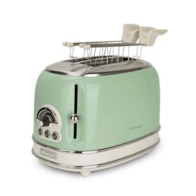 Ariete 155 Tostapane Vintage 2 fette di pane - con pinze - 6 livelli di tostatura - 810 Watt- Acciaio Inox - Linea Vintage - Ver