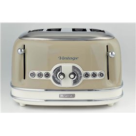Ariete 156 Tostapane Vintage 4 fette di pane - senza pinze - 6 Livelli di tostatura - Defrost - 1600 Watt - Linea Vintage - Beig
