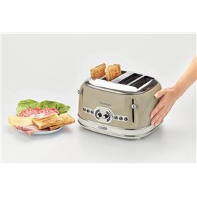 Ariete 156 Tostapane Vintage 4 fette di pane - senza pinze - 6 Livelli di tostatura - Defrost - 1600 Watt - Linea Vintage - Beig