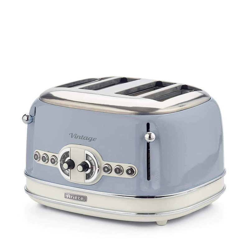 Ariete 156 Tostapane Vintage 4 fette di pane - senza pinze - 6 Livelli di tostatura - Defrost - 1600 Watt - Linea Vintage - Cele
