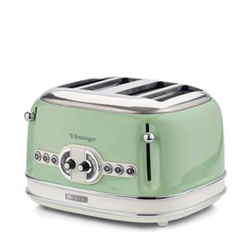 Ariete 156 Tostapane Vintage 4 fette di pane - senza pinze - 6 Livelli di tostatura - Defrost - 1600 Watt - Linea Vintage - Verd