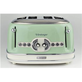 Ariete 156 Tostapane Vintage 4 fette di pane - senza pinze - 6 Livelli di tostatura - Defrost - 1600 Watt - Linea Vintage - Verd