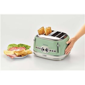 Ariete 156 Tostapane Vintage 4 fette di pane - senza pinze - 6 Livelli di tostatura - Defrost - 1600 Watt - Linea Vintage - Verd