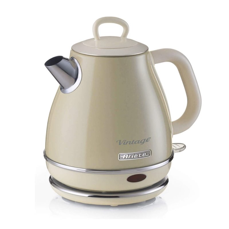 Ariete 2868 Bollitore Elettrico Vintage 1 Litro - Infusi, Tè e Tisane - Autospegnimento - Acciaio Inox - 1 Litro - 1600 Watt - B