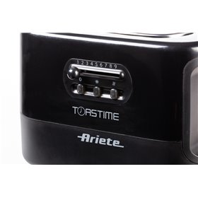 Ariete 159 Toastime - Tostapane con Pinze per 2 fette di pane - 9 Gradi di Doratura - 700 Watt - Nero