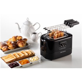 Ariete 159 Toastime - Tostapane con Pinze per 2 fette di pane - 9 Gradi di Doratura - 700 Watt - Nero