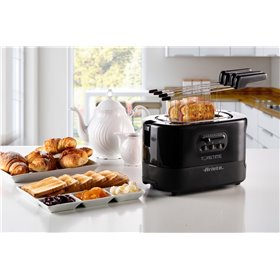 Ariete 159 Toastime - Tostapane con Pinze per 2 fette di pane - 9 Gradi di Doratura - 700 Watt - Nero