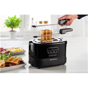 Ariete 159 Toastime - Tostapane con Pinze per 2 fette di pane - 9 Gradi di Doratura - 700 Watt - Nero