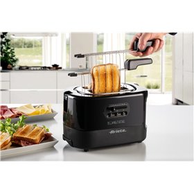 Ariete 159 Toastime - Tostapane con Pinze per 2 fette di pane - 9 Gradi di Doratura - 700 Watt - Nero