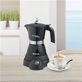 Ariete 1368 Aroma - Moka Elettrica con Autospegnimento - 4/6 tazze - Mantenimento temperatura fino a 30' - 480 Watt - Nero