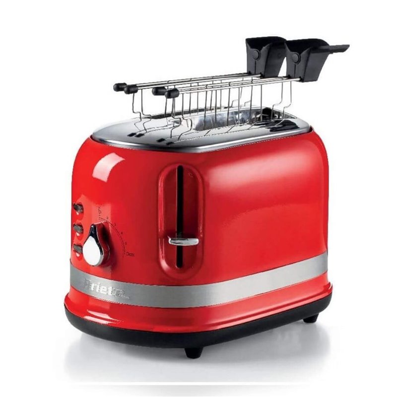 Ariete 149 Tostapane con Pinze per 2 fette di pane - Espulsione Automatica - Defrost - 6 Gradi di Doratura - 800 Watt - Linea Mo
