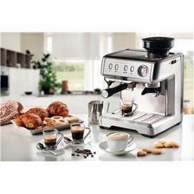 Ariete 1313 - Macchina da Caffè con Macinacaffè in Acciaio Inox - per Polvere e Cialde ESE - 1 e 2 tazze - Montalatte - 15 bar -