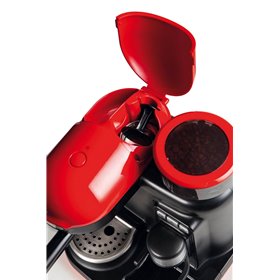 Ariete 1318 Macchina da Caffè con Macinacaffè - 1 filtro - Montalatte - 15 bar - 1080 Watt - 0,8 Litri - Linea Moderna - Rosso