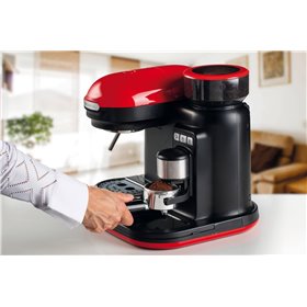 Ariete 1318 Macchina da Caffè con Macinacaffè - 1 filtro - Montalatte - 15 bar - 1080 Watt - 0,8 Litri - Linea Moderna - Rosso