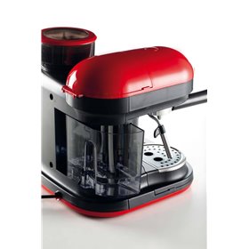 Ariete 1318 Macchina da Caffè con Macinacaffè - 1 filtro - Montalatte - 15 bar - 1080 Watt - 0,8 Litri - Linea Moderna - Rosso
