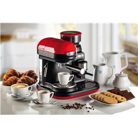 Ariete 1318 Macchina da Caffè con Macinacaffè - 1 filtro - Montalatte - 15 bar - 1080 Watt - 0,8 Litri - Linea Moderna - Rosso
