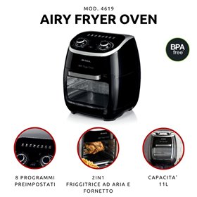 Ariete 4619 Airy Fryer Oven - Friggitrice ad Aria e Forno Elettrico con Girarrosto - Cestello Rotante - Essiccatore - 2000 Watt 