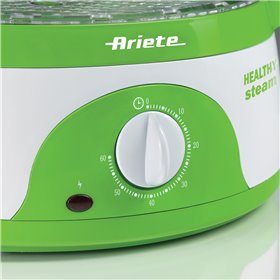 Ariete 911 Healthy Steam - Vaporiera Elettrica - 3 Cestelli - Contenitore per riso - Timer 60? - 800 Watt - 9 Litri - Bianco e V