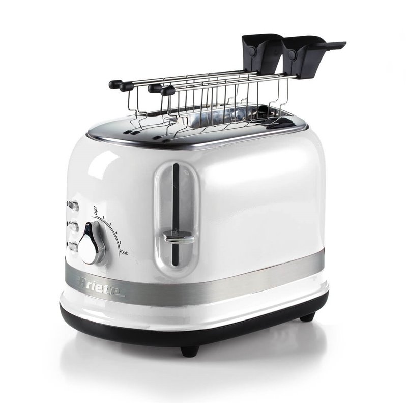 Ariete 149 Tostapane Moderna bianco con pinze per 2 fette di pane, sandwich o toast - 6 livelli di doratura - Scongelamento - Li
