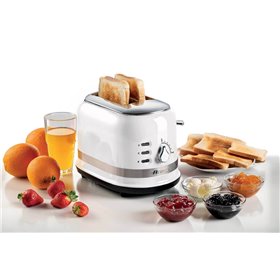 Ariete 149 Tostapane Moderna bianco con pinze per 2 fette di pane, sandwich o toast - 6 livelli di doratura - Scongelamento - Li