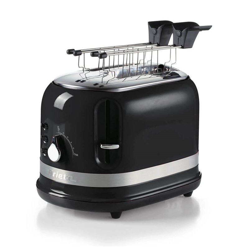 Ariete 149 Tostapane Moderna nero con pinze per 2 fette di pane, sandwich o toast - 6 livelli di doratura - Scongelamento - Line