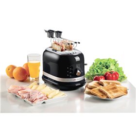 Ariete 149 Tostapane Moderna nero con pinze per 2 fette di pane, sandwich o toast - 6 livelli di doratura - Scongelamento - Line