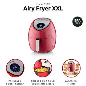 Ariete 4618 Airy Fryer XXL - Friggitrice ad Aria - Frigge 2,5 kg di Patatine Fritte - 7 Litri - Cottura Senza Olio e Grassi - 18