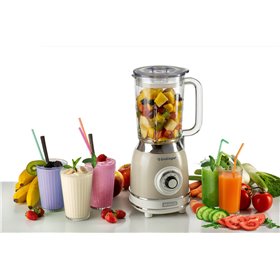 Ariete 583, Frullatore Vintage con tazza in vetro da 1,5 Litri, 4 Lame in Acciaio Inox, 4 Velocità + Pulse,1000 Watt, Beige
