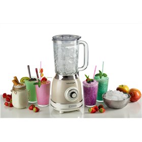 Ariete 583, Frullatore Vintage con tazza in vetro da 1,5 Litri, 4 Lame in Acciaio Inox, 4 Velocità + Pulse,1000 Watt, Beige