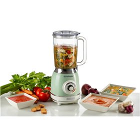 Ariete 583, Frullatore Vintage con tazza in vetro da 1,5 Litri, 4 Lame in Acciaio Inox, 4 Velocità + Pulse,1000 Watt, Verde