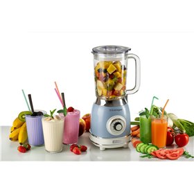 Ariete 583, Frullatore Vintage con tazza in vetro da 1,5 Litri, 4 Lame in Acciaio Inox, 4 Velocità + Pulse,1000 Watt, Celeste