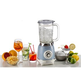 Ariete 583, Frullatore Vintage con tazza in vetro da 1,5 Litri, 4 Lame in Acciaio Inox, 4 Velocità + Pulse,1000 Watt, Celeste