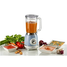 Ariete 583, Frullatore Vintage con tazza in vetro da 1,5 Litri, 4 Lame in Acciaio Inox, 4 Velocità + Pulse,1000 Watt, Celeste