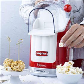 Ariete 2958 Pop Corn Maker Party Time, Macchina per pop corn con leva, 1100 Watt, Capacità 600 g, Cottura ad aria calda senza gr