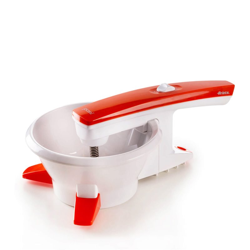 Ariete 261 Passì - Passaverdure Elettrico - 3 dischi Acciaio Inox - adattabile a qualsiasi recipiente - 25 Watt - Bianco e aranc