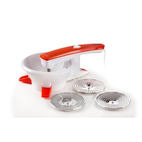 Ariete 261 Passì - Passaverdure Elettrico - 3 dischi Acciaio Inox - adattabile a qualsiasi recipiente - 25 Watt - Bianco e aranc